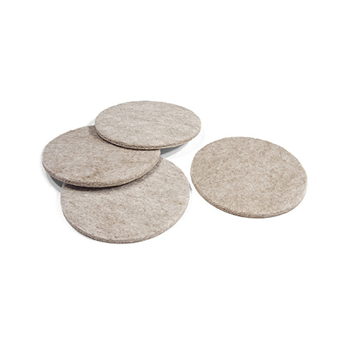 Furniture Pads, Self-Adhesive, Tan Felt, Round, 3-In - pack of 4