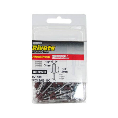 Short Brown Aluminum Rivets - pack of 100