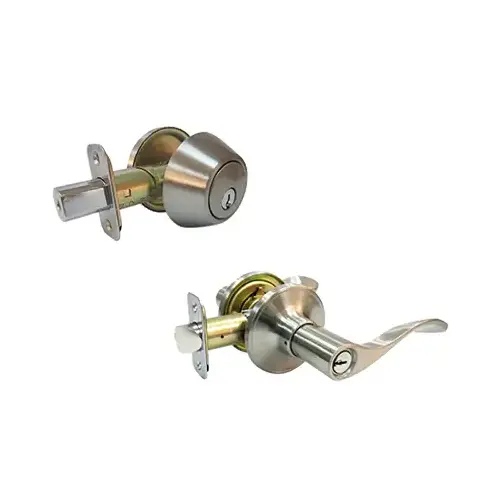 Bergamo Combination Lever Lockset, Satin Nickel - pack of 2