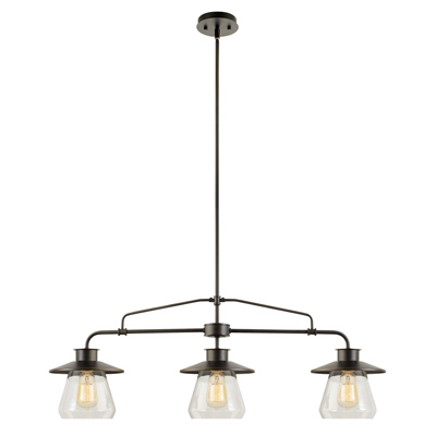 Globe Electric 64845 3-Light Pendant, Clear Glass Shades, Oil Rubbed Bronze