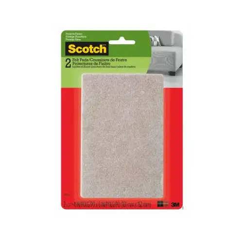 Felt Pads, Adhesive, Beige, 4 x 6-In., 2-Ct.