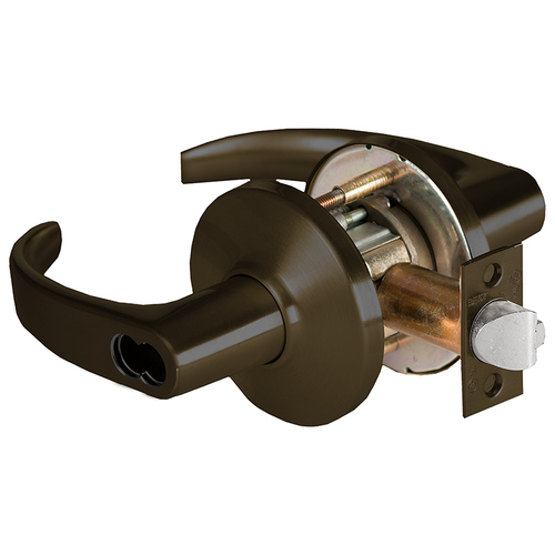 Grade 1 Service Station Cylindrical Lock, Lost Motion, 14 Lever, D Rose, SFIC Less Core, Dark Bronze Finish, 4-7/8" ANSI Strike, Non-handed Dark Bronze