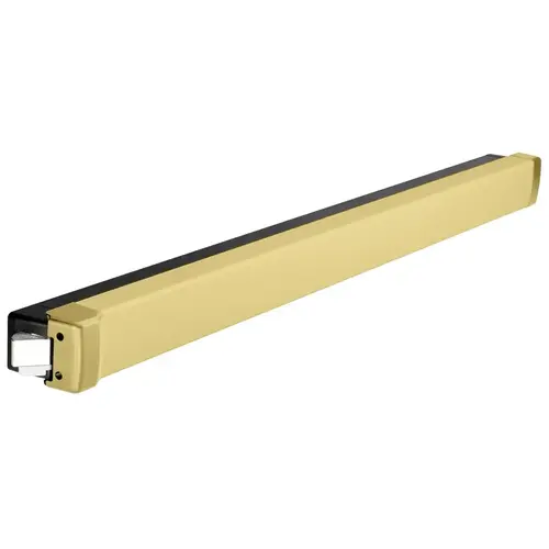 Grade 2 Narrow Stile Life Safety Rim Exit Device, 42 In., Dual Switch, Matching End Caps, Satin Brass Finish Satin Brass