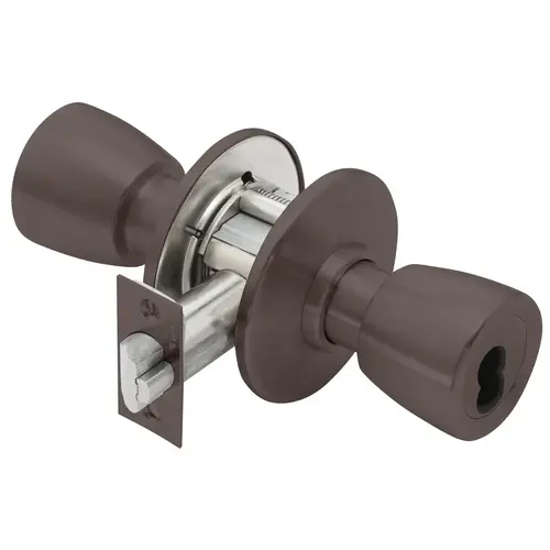 Grade 1 Special Cylindrical Lock, 6 Knob, SFIC Less Core, Dark Bronze Finish, Non-handed Dark Bronze