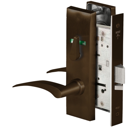 Grade 1 Office Mortise Lock, Visual Thumbturn Indicator, 17R Lever, M Escutcheon, SFIC Housing Less Core, Oil-Rubbed Bronze Finish, Field Reversible Oil-Rubbed Bronze