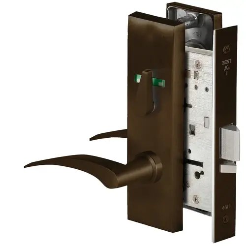 Grade 1 Office Mortise Lock, Visual Thumbturn Indicator, 17L Lever, M Escutcheon, SFIC Housing Less Core, Dark Bronze Finish, Field Reversible Dark Bronze