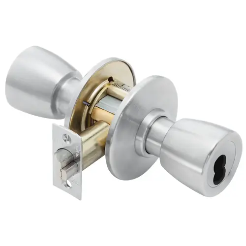 Grade 1 Special Cylindrical Lock, 6 Knob, SFIC Less Core, Satin Chrome Anti-Microbial Finish, Non-handed Satin Chrome Anti-Microbial