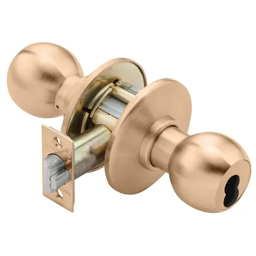 Grade 1 Classroom Cylindrical Lock, 4 Knob, SFIC Less Core, Satin Bronze Finish