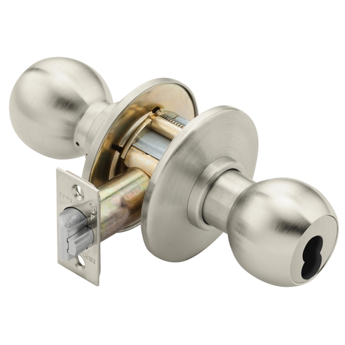 Grade 1 Office Cylindrical Lock 4 Knob SFIC Less Core Satin Nickel Finish Non-handed