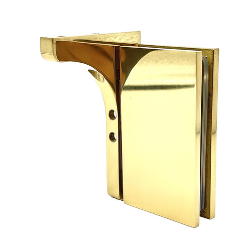 Adjustable Prestige Series Glass To Wall Mount Pivot Hinge With Reversible "L" Bracket Polished Brass