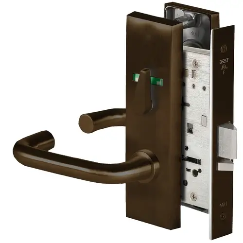 Grade 1 Office Mortise Lock, Visual Thumbturn Indicator, 3 Lever, M Escutcheon, SFIC Housing Less Core, Oil-Rubbed Bronze Finish, Field Reversible Oil-Rubbed Bronze