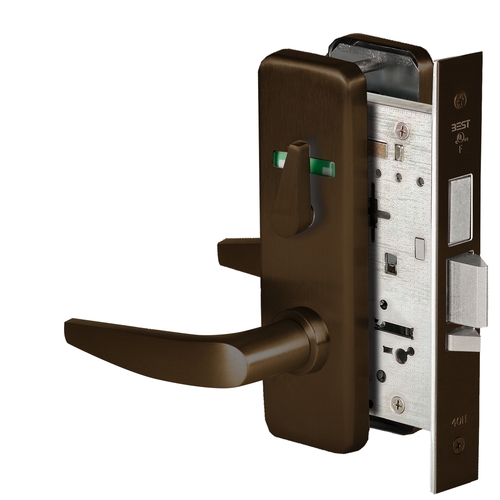 Grade 1 Dormitory Mortise Lock, Visual Thumbturn Indicator, 16 Lever, J Escutcheon, SFIC Housing Less Core, Oil-Rubbed Bronze Finish, Field Reversible Oil-Rubbed Bronze