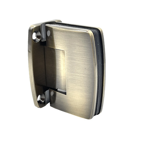 Brixwell H-R14GTW-FP-AB Radial Series Glass To Wall Mount Shower Door Hinge With Full Back Plate Antique Brass