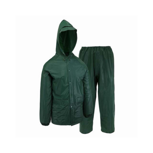 2-Pc. Rain Suit, Green PVC, M