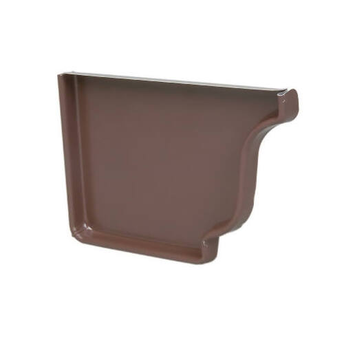 Gutter End Cap, Right, Brown Galvanized Steel, 4-In.