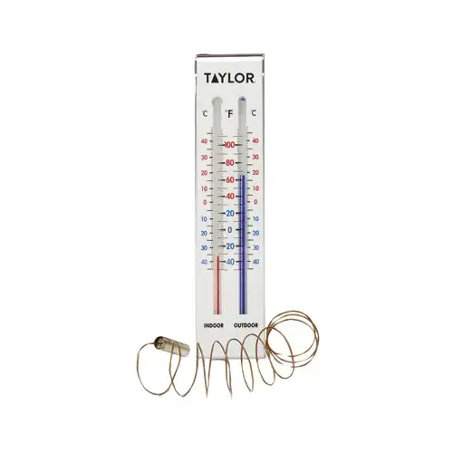 TAYLOR 5327 Thermometer, Analog, -40 to 100 deg F, Plastic Casing White