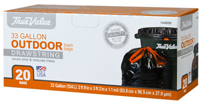 TRUE VALUE MFG COMPANY 1221747 Trash Bags, 33-Gal., 20-Ct. Black