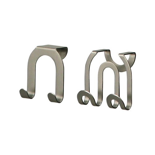 Double Hook, Over Cabinet/Drawer, Brushed Nickel Pair