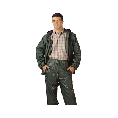 PVC/Nylon Rainsuit, Green, XL