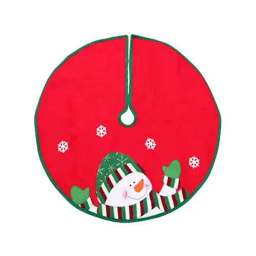 DYNO SEASONAL SOLUTIONS 2243649-3CC Christmas Tree Skirt, Mini, Snowman, Red & Green Felt, 24-In.