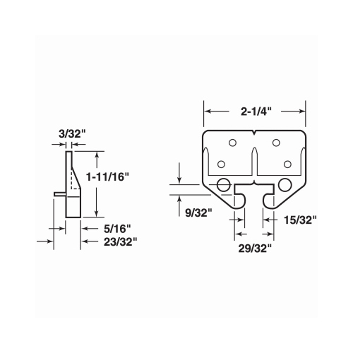 Prime-Line R 7084 Drawer Track Guide Kit, Plastic, Brown