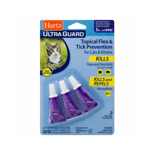 HARTZ MOUNTAIN CORPORATON 15684 UltraGuard Dual-Action Topical Flea & Tick Drops, Cats over 5 Lbs - pack of 3