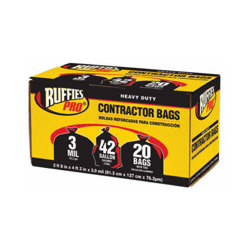 Ruffies Pro Heavy Duty Contractor Bags, 42 gal - 20 pack