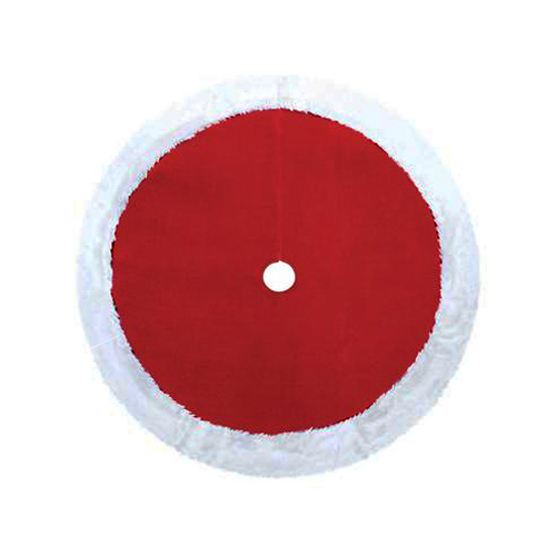 DYNO SEASONAL SOLUTIONS 0202004ZSACC Christmas Tree Skirt, Plush Red & White, 48-In.