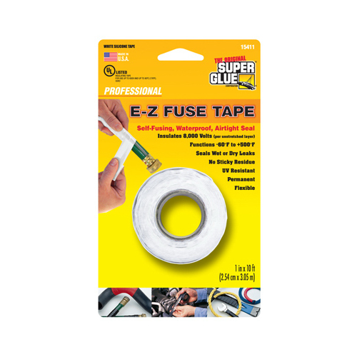 SUPER GLUE CORP/PACER TECH 11710169 Silicone Tape, White, 1-In. x 10-Ft.