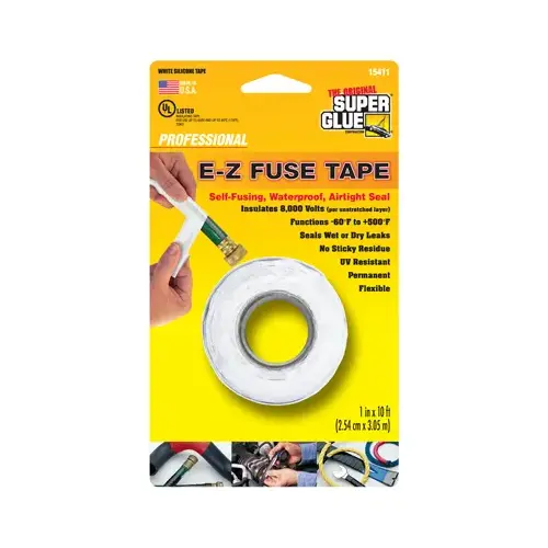 SUPER GLUE CORP/PACER TECH 11710169 Super Glue E-Z Silicone Tape, White, 1 In. x 10 Ft.