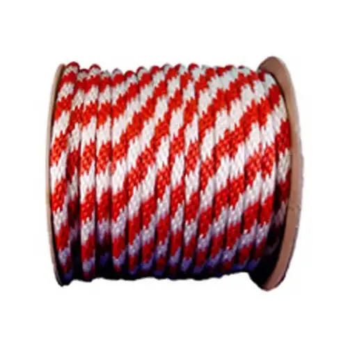 Polypropylene Rope, Solid Braid, Red/White, 5/8-In. x 200-Ft.