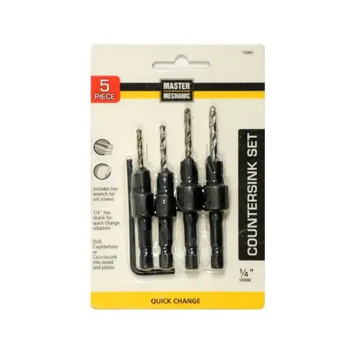 Countersink Drill Set, Quick-Change, 4 Countersinks, 1/4-In. Hex Shank