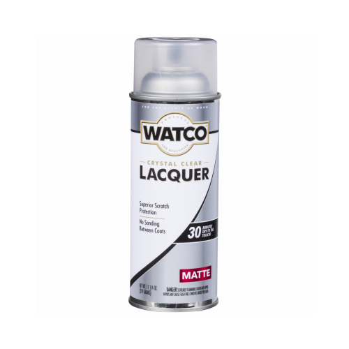 Watco 321534 Wood Finish Lacquer Spray Matte Crystal Clear Oil-Based Alkyd 11.25 oz Crystal Clear