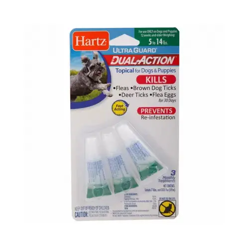 HARTZ MOUNTAIN CORPORATON 15648 UltraGuard Dual-Action Topical Flea & Tick Drops, 5-14 Lb. Dogs - pack of 3