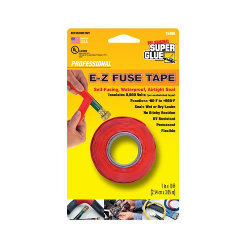 SUPER GLUE CORP/PACER TECH 11710156 E-Z Fuse Silicone Tape, Red, 1-In. x 10-Ft.
