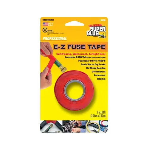 SUPER GLUE CORP/PACER TECH 11710156 Super Glue E-Z Fuse Silicone Tape, Red, 1 In. x 10 Ft.
