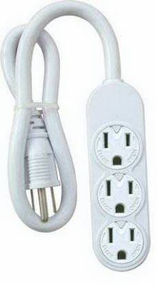 KAB ENTERPRISE CO LTD PS-304 White Mini 3-Outlet Power Strip