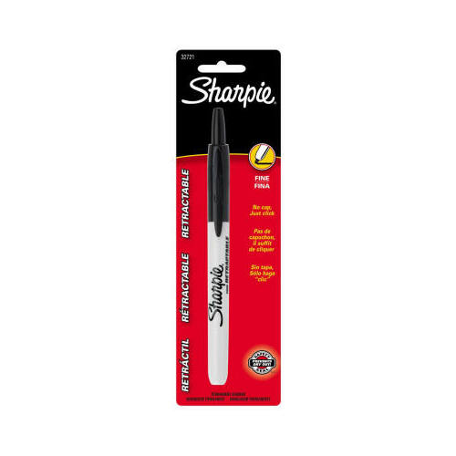 Sharpie 32721PP Retractable Permanent Marker, Fine Lead/Tip, Black Lead/Tip