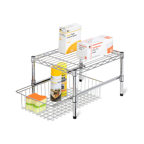 Cabinet Organizer, Stacking/Sliding, Chrome