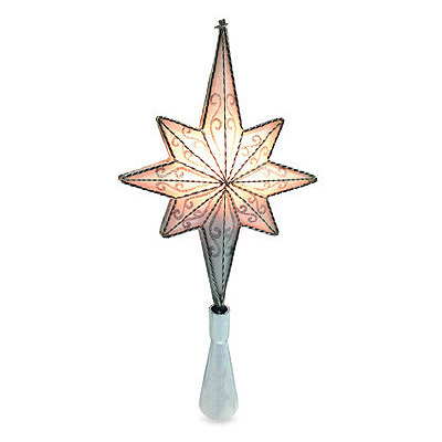 INLITEN LLC-IMPORT V49338-88 Christmas Tree Top Star, Silver Metal, Lighted