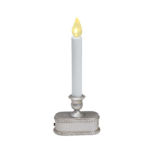 Sylvania V1532-88 Christmas LED Lighted Candle, Battery-Operated, Brushed Silver, 9-In.