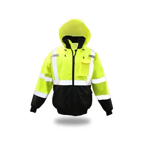 Waterproof Bomber Jacket, Hi Viz Yellow, Fleece Lined, XXXL