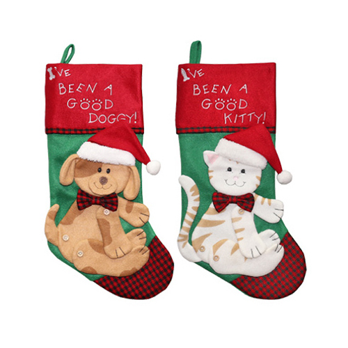 DYNO SEASONAL SOLUTIONS 1196758CC-XCP12 Christmas Pet Stocking, Felt, Assorted, 19-In. - pack of 12