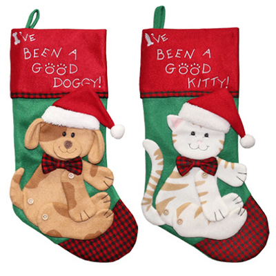 DYNO SEASONAL SOLUTIONS 1196758CC Christmas Pet Stocking, Felt, Assorted, 19-In.