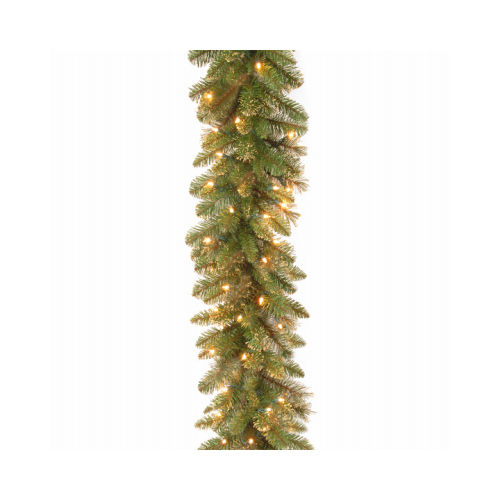 NATIONAL TREE CO-IMPORT TGLB1-300-9A Lighted Branch Garland, Golden Bristle, 50 Clear Lights, 9-Ft.