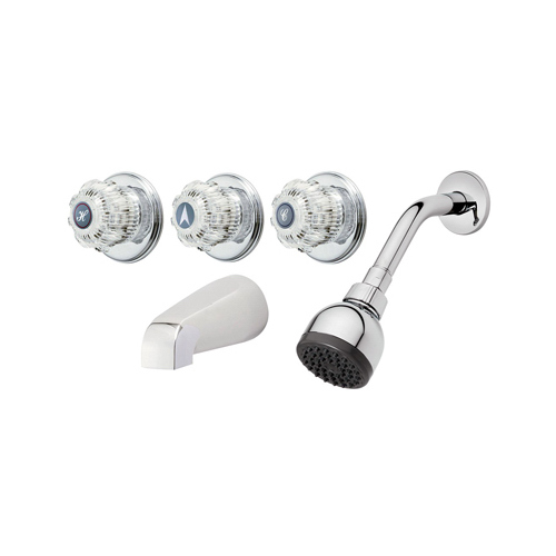 HomePointe 239935 3 Handle Tub & Shower Faucet, Chrome