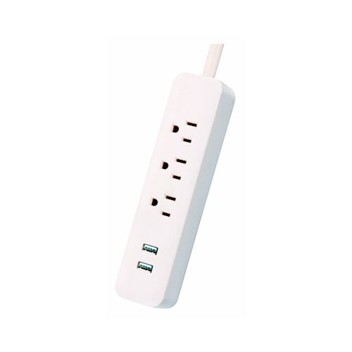 Globe Electric 78257 Power Strip, 2 USB Ports, Fabric-Covered Cord, Rose, 6-Ft.
