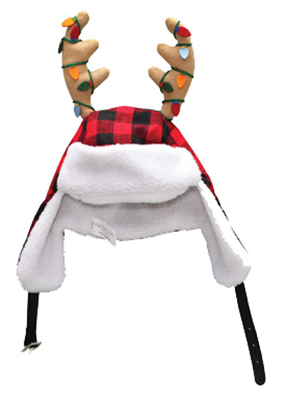 DYNO SEASONAL SOLUTIONS 0408937-1CC Reindeer Hat, Red & Black Plaid, 17-In.