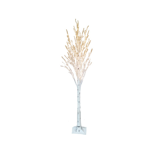 NATURES MARK LLC-IMPORT NMYK-T-1709-6FT Faux Twig Tree, Snowy Birch, 120 Warm White LED Lights, 6-Ft.