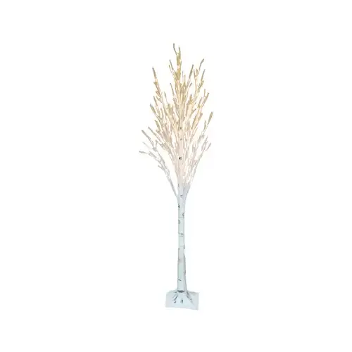 Faux Twig Tree, Snowy Birch, 120 Warm White LED Lights, 6-Ft.